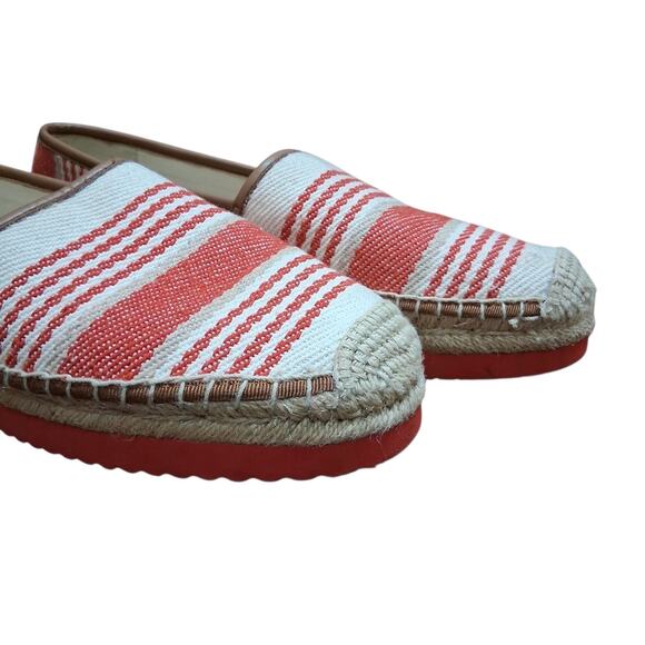 Michael Kors Mathilde Espadrille Heavy Canvas Women Shoes Red White Stripe Woven - Picture 7 of 7